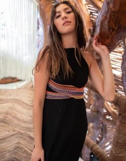 Crinkle Halter Dress - Black -Fashionable Swimwear Store CHD BK