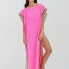 Crinkle Maxi Kaftan - Hot Pink