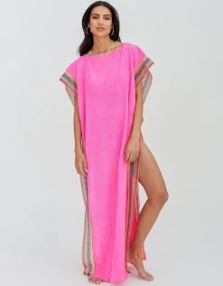 Crinkle Maxi Kaftan - Hot Pink