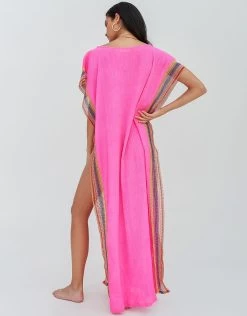 Crinkle Maxi Kaftan - Hot Pink -Fashionable Swimwear Store COS HP 2