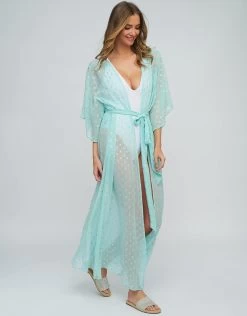 Estepona Maxi Kaftan - Turquoise -Fashionable Swimwear Store Estepona Maxi Kimono Turquoise 4