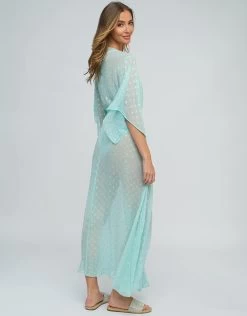 Estepona Maxi Kaftan - Turquoise -Fashionable Swimwear Store Estepona Maxi Kimono Turquoise 5