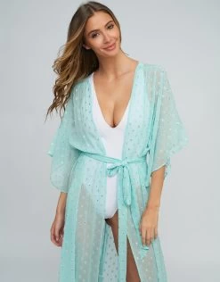 Estepona Maxi Kaftan - Turquoise -Fashionable Swimwear Store Estepona Maxi Kimono Turquoise 6