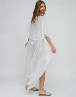 Estepona Maxi Kaftan - White -Fashionable Swimwear Store Estepona Maxi Kimono White 3