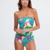 Frida Bandeau Swimsuit - Green Marble -Fashionable Swimwear Store Frida0156