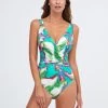 Frida Wrap Front Swimsuit - Green Marble -Fashionable Swimwear Store Frida0179