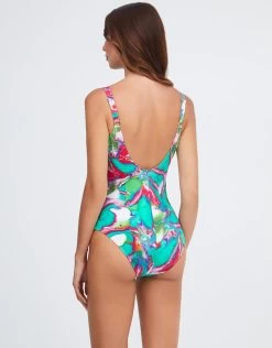 Frida Wrap Front Swimsuit - Green Marble -Fashionable Swimwear Store Frida0194