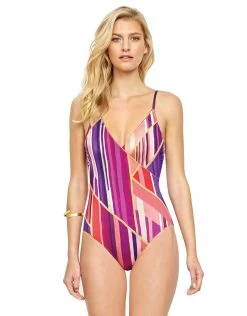 Art Deco Floating UW Surplice One Piece - Multi