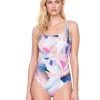 Dusk To Dawn Square Neck Swimsuit - Multi 2 Dusk To Dawn Square Neck Swimsuit - Multi -Fashionable Swimwear Store GTX Dusk OP Front