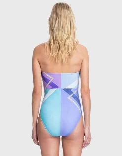 Modern Art Bandeau Swimsuit - Multi Blue -Fashionable Swimwear Store GTX MA Bandeau Blues Back