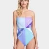 Modern Art Bandeau Swimsuit - Multi Blue -Fashionable Swimwear Store GTX MA Bandeau Blues Front