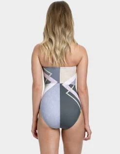 Modern Art Bandeau Swimsuit - Multi Grey -Fashionable Swimwear Store GTX MA Bandeau Grey Back
