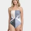 Modern Art Bandeau Swimsuit - Multi Grey 1 Modern Art Bandeau Swimsuit - Multi Grey -Fashionable Swimwear Store GTX MA Bandeau Grey Front