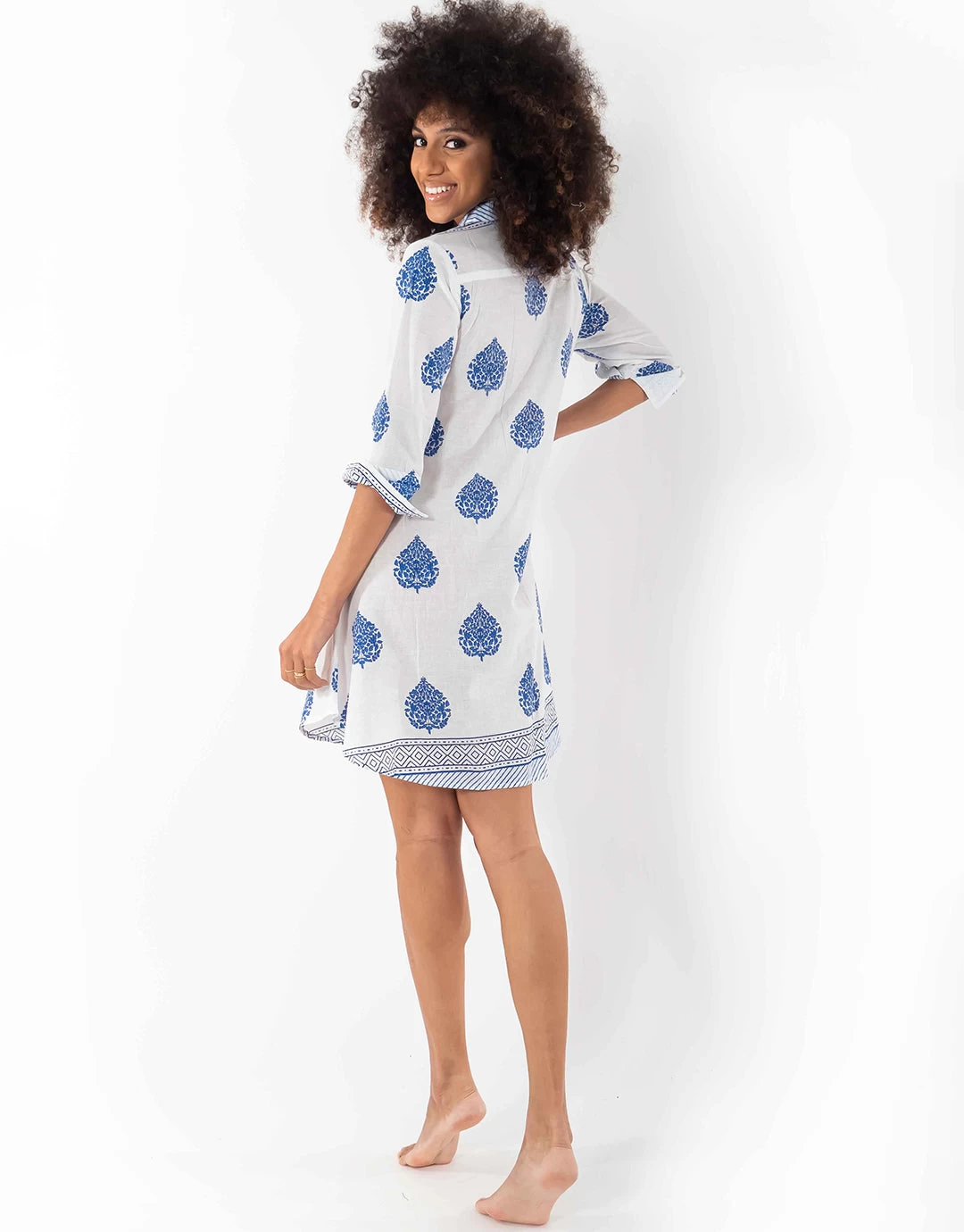 Romina Beach Shirt Dress - White And Blue 5 Romina Beach Shirt Dress - White And Blue - Image 3