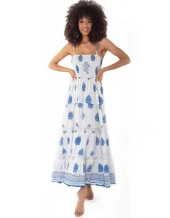 Joy Bandeau Maxi Dress - Blue -Fashionable Swimwear Store IC23 064