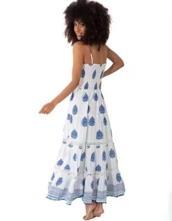 Joy Bandeau Maxi Dress - Blue -Fashionable Swimwear Store IC23 064 b