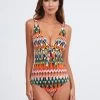Ipanema Tie Front Swimsuit - Pink Multi -Fashionable Swimwear Store Ipanema1226