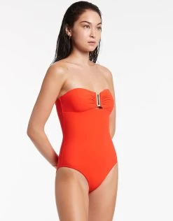 Jetset Bandeau Swimsuit - Fiamma Red -Fashionable Swimwear Store J10789 Fiamma 3