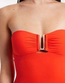 Jetset Bandeau Swimsuit - Fiamma Red -Fashionable Swimwear Store J10789 Fiamma 5