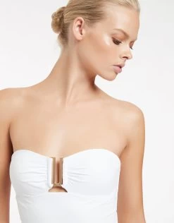 Jetset Bandeau Swimsuit - White 9 Jetset Bandeau Swimsuit - White -Fashionable Swimwear Store J10789 WHT 4