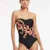 Silk Road Bandeau Swimsuit - Black -Fashionable Swimwear Store J10866 BLK 1