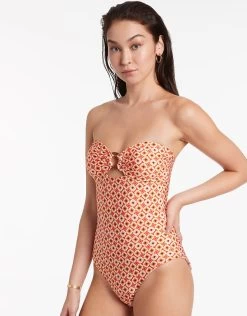 Playa Bandeau Swimsuit - Fiamma Red -Fashionable Swimwear Store J11091 Fiamma 3