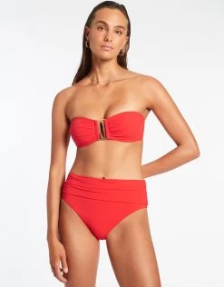 Jetset U Trim Bandeau Bikini Top - Cherry -Fashionable Swimwear Store J3749 Cherry 3