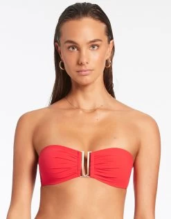 Jetset U Trim Bandeau Bikini Top - Cherry