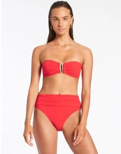 Jetset U Trim Bandeau Bikini Top - Cherry -Fashionable Swimwear Store J3749 Cherry 5
