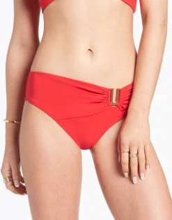 Jetset U Trim Mid Bikini Pant - Cherry