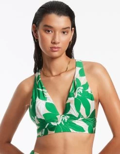 Floreale Soft Tri Bikini Top - Green