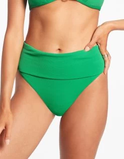 Isla Rib Fold Down Bikini Pant - Green