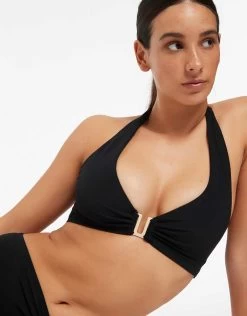 Jetset D DD U Trim Halter Bikini Top - Black 11 Jetset D DD U Trim Halter Bikini Top - Black -Fashionable Swimwear Store J40249D DD BLK 2