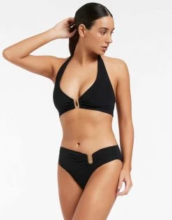 Jetset D DD U Trim Halter Bikini Top - Black 9 Jetset D DD U Trim Halter Bikini Top - Black -Fashionable Swimwear Store J40249D DD BLK 3