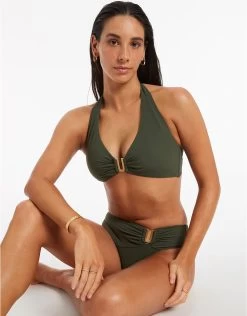 Jetset D DD U Trim Halter Bikini Top - Olive -Fashionable Swimwear Store J40249D DD Olive 1