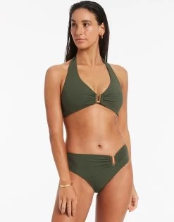 Jetset D DD U Trim Halter Bikini Top - Olive -Fashionable Swimwear Store J40249D DD Olive 2