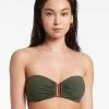 Jetset U Trim Bandeau Bikini Top - Olive -Fashionable Swimwear Store J40256 Olive 2