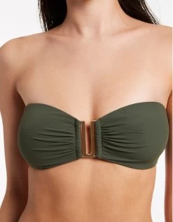 Jetset U Trim Bandeau Bikini Top - Olive 11 Jetset U Trim Bandeau Bikini Top - Olive -Fashionable Swimwear Store J40256 Olive 5 2