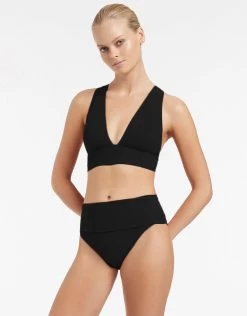 Jetset Fold Down Bikini Pant - Black -Fashionable Swimwear Store J40322 Black 2