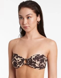 Allure Trim Bandeau Bikini Top - Black -Fashionable Swimwear Store J40440 Black 3