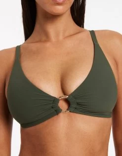 Jetset Trim C-D Bikini Top - Olive 10 Jetset Trim C-D Bikini Top - Olive -Fashionable Swimwear Store J40474C D Olive 5
