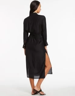 Dorsay Wrap Kaftan - Black -Fashionable Swimwear Store J61002 Black 4