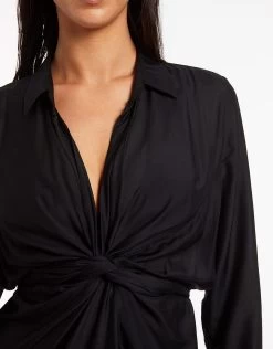 Dorsay Wrap Kaftan - Black -Fashionable Swimwear Store J61002 Black 5
