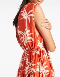 Palme Tiered Cover Up - Cherry 7 Palme Tiered Cover Up - Cherry -Fashionable Swimwear Store J61043 Cherry 6