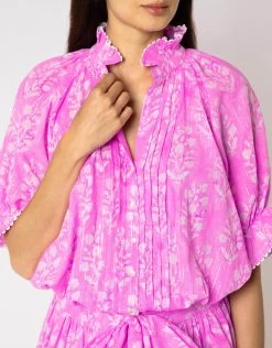 Small Flower Block Print Blouson Dress - Orchid -Fashionable Swimwear Store JD6021 ORCHID 4