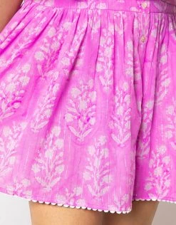 Small Flower Block Print Blouson Dress - Orchid -Fashionable Swimwear Store JD6021 ORCHID 5