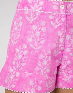 Small Flower Block Print High Waisted Shorts - Orchid -Fashionable Swimwear Store JD6028 ORCHID 5