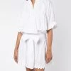 Poplin Blouson Dress With Ric-Rac Embroidery - White -Fashionable Swimwear Store JD6210 WHITE 1 1 Cropped