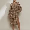 Sahara Shirred Cuff Shirtdress - Animal -Fashionable Swimwear Store JETS 1925