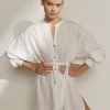 Jetset Shirred Cuff Shirtdress - White -Fashionable Swimwear Store JETS 1978